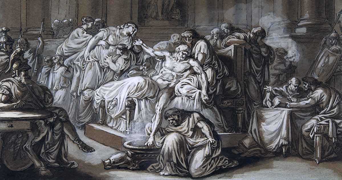 moitte the death of seneca drawing