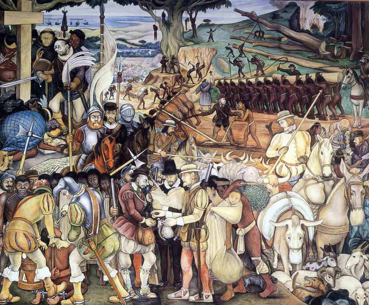 mural of spanish exploitation