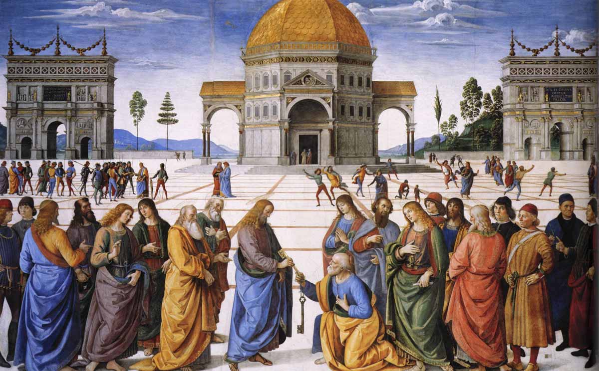 perugino delivey of keys saint peter fresco sistine chapel