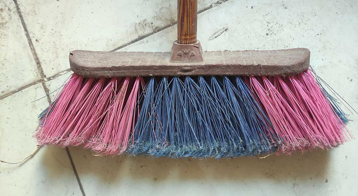 pink and blue broom