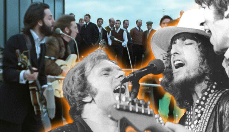 Rock musicians performing live on stage