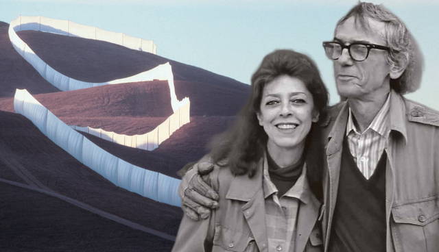 Christo and Jeanne Claude with Running Fence