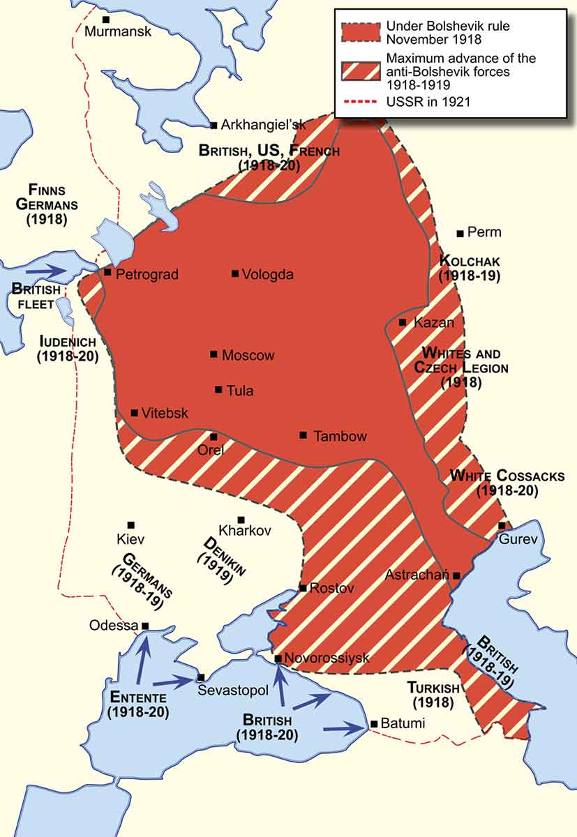 russian civil war map