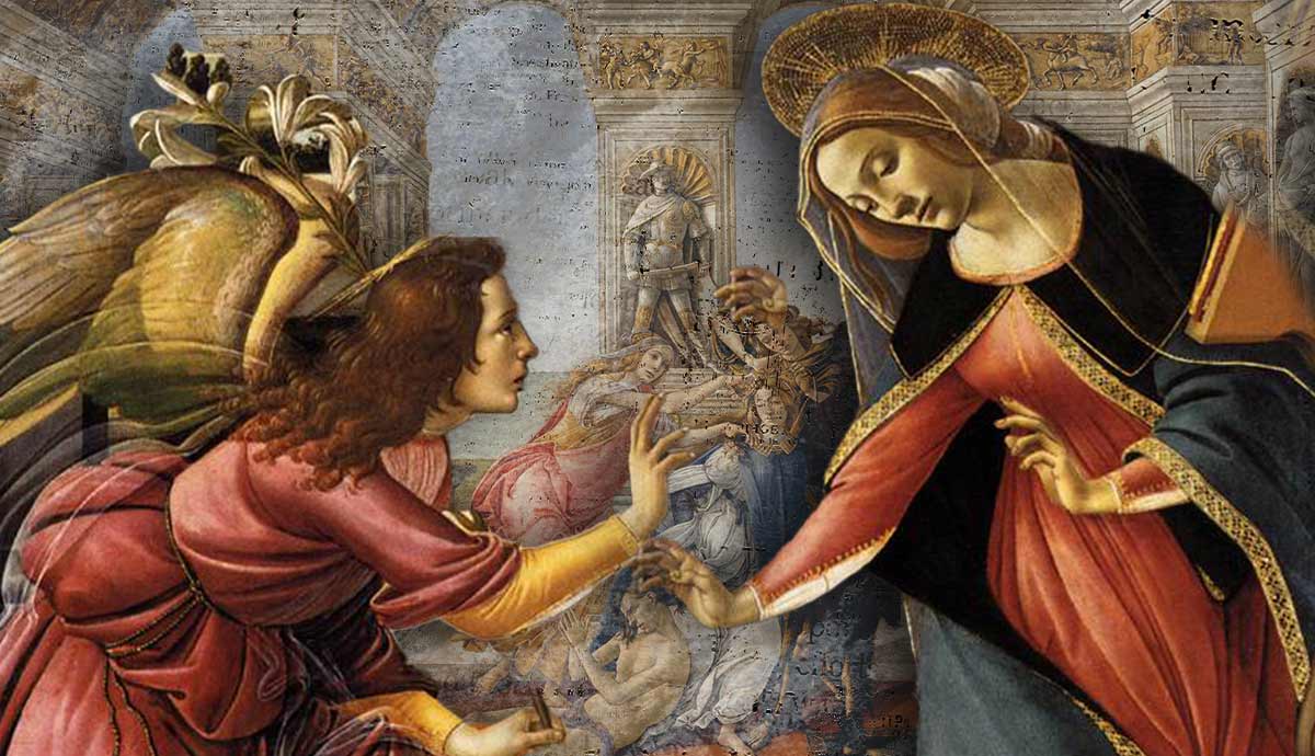 Botticelli Annunciation with angel and Mary