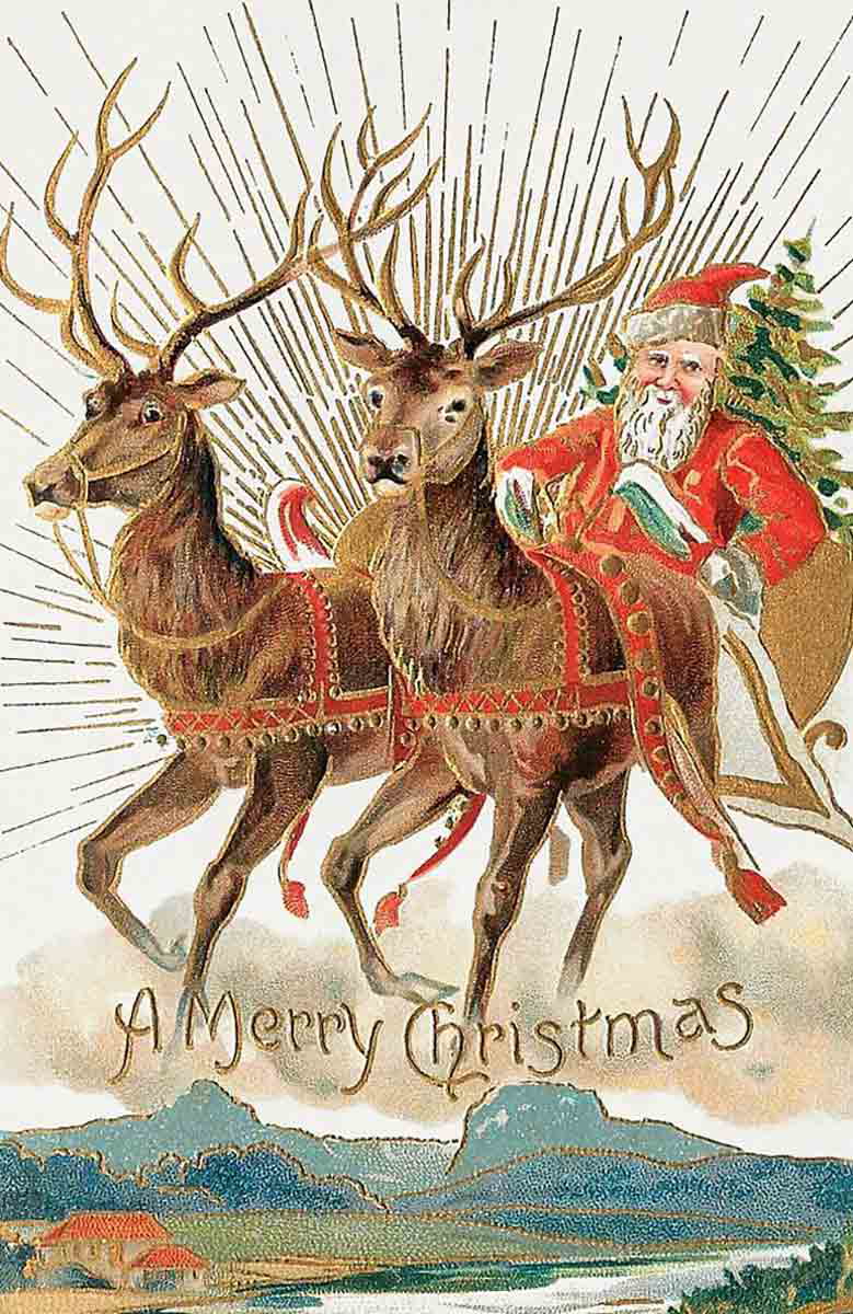 santa claus flying vintage