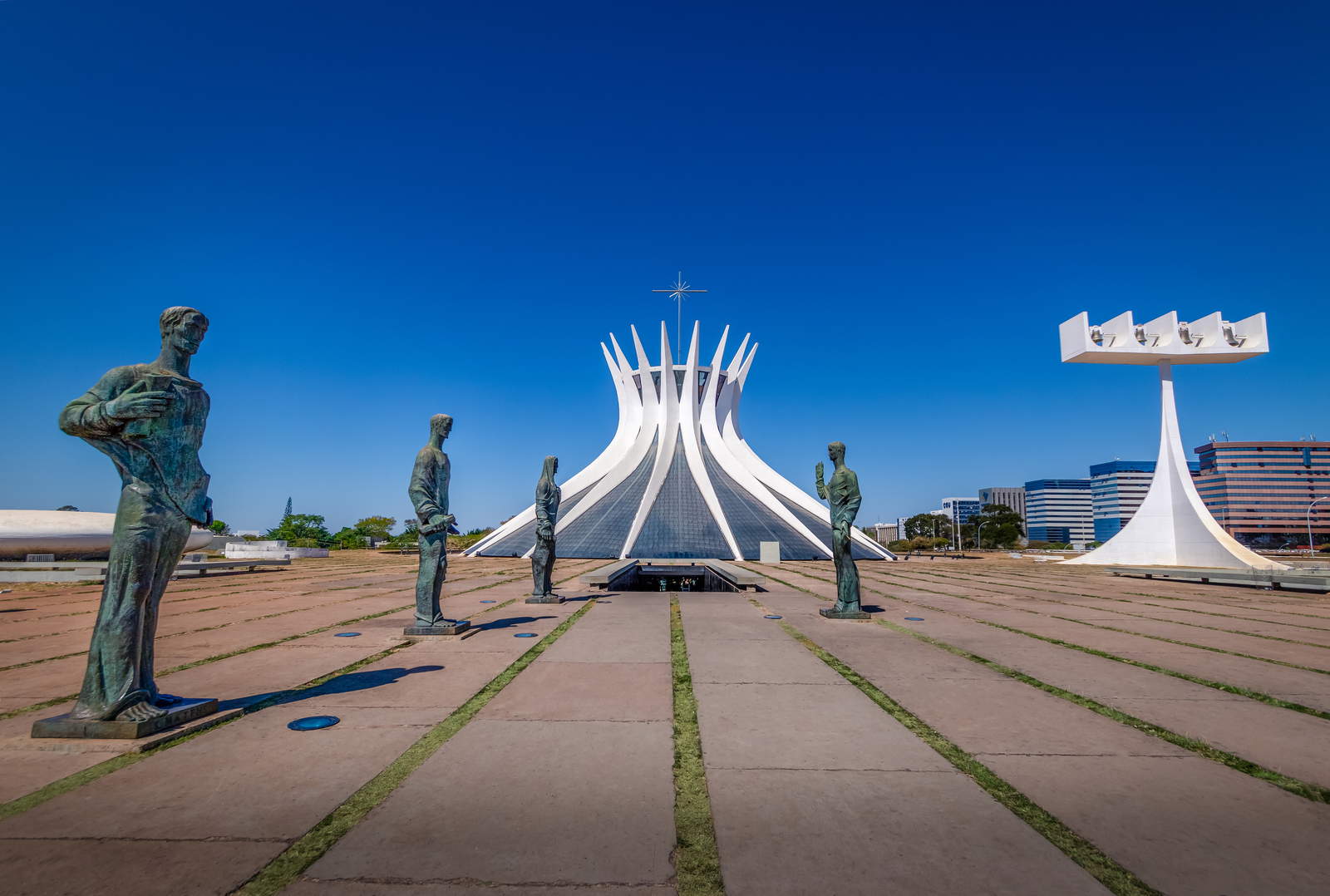 Brasilia Cathedral and Evangelist Sculptures Brasilia Brazil
