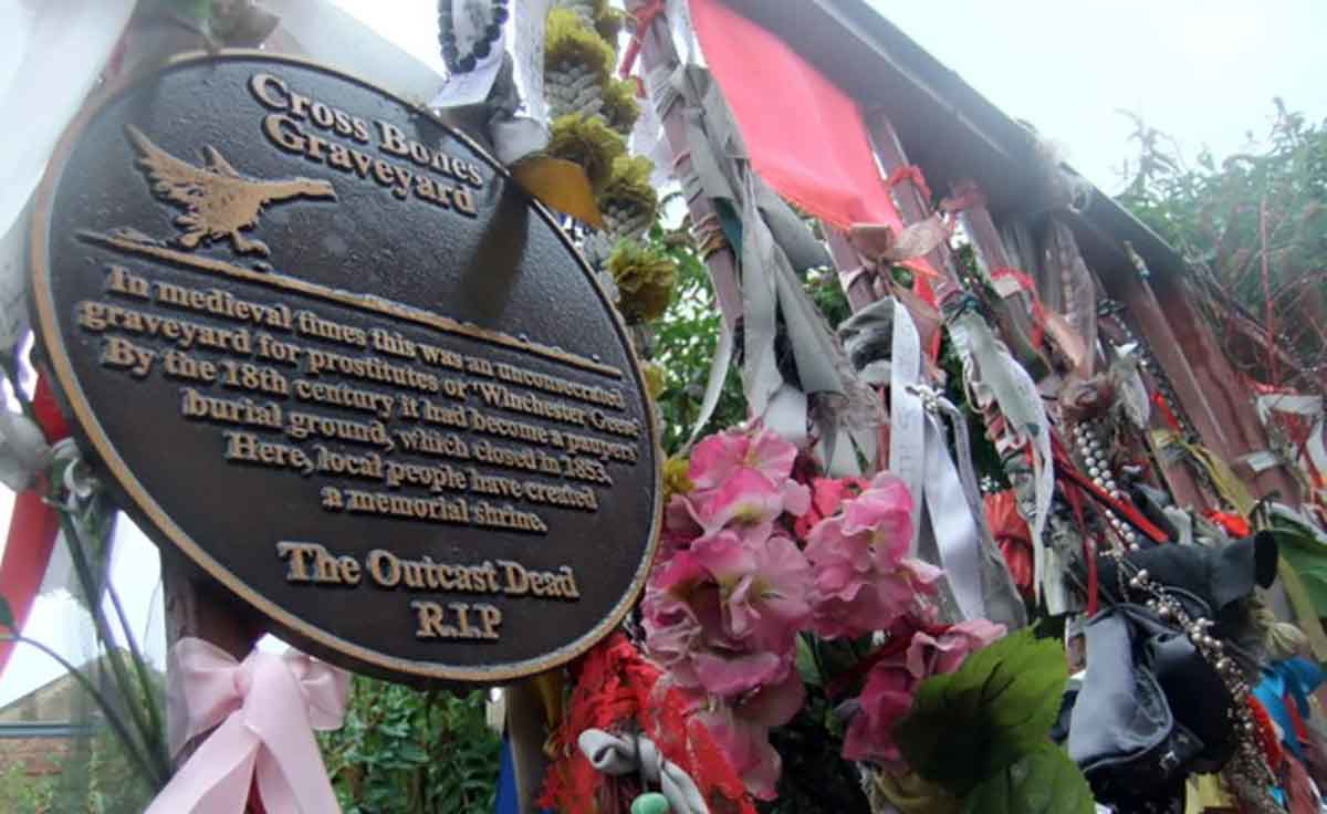Cross Bones Graveyard Plaque