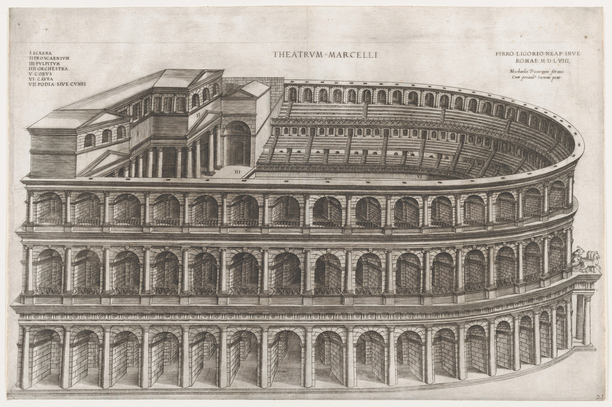 Theater of Marcellus, from "Speculum Romanae Magnificentiae," by Pirro Ligorio, 16th century. Source: Metropolitan Museum of Art