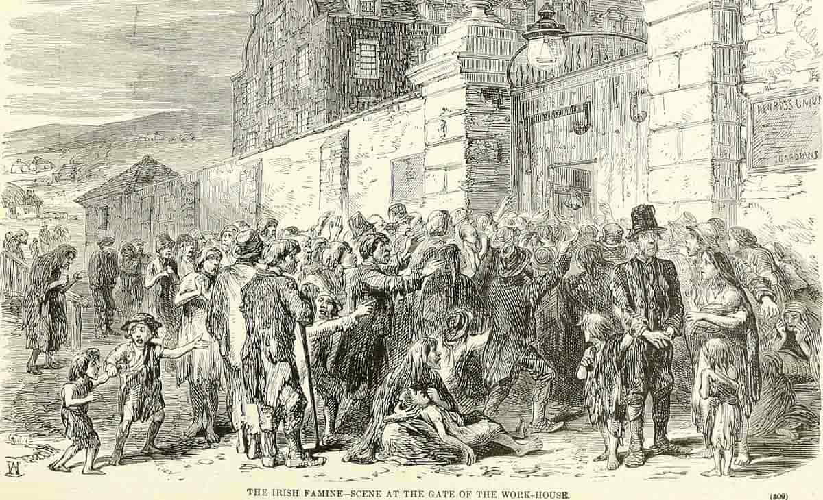 Irish famine work house scene