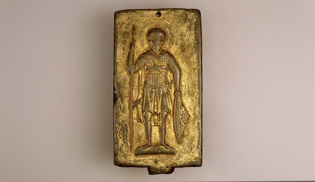 Saint Theodore gilt plaque