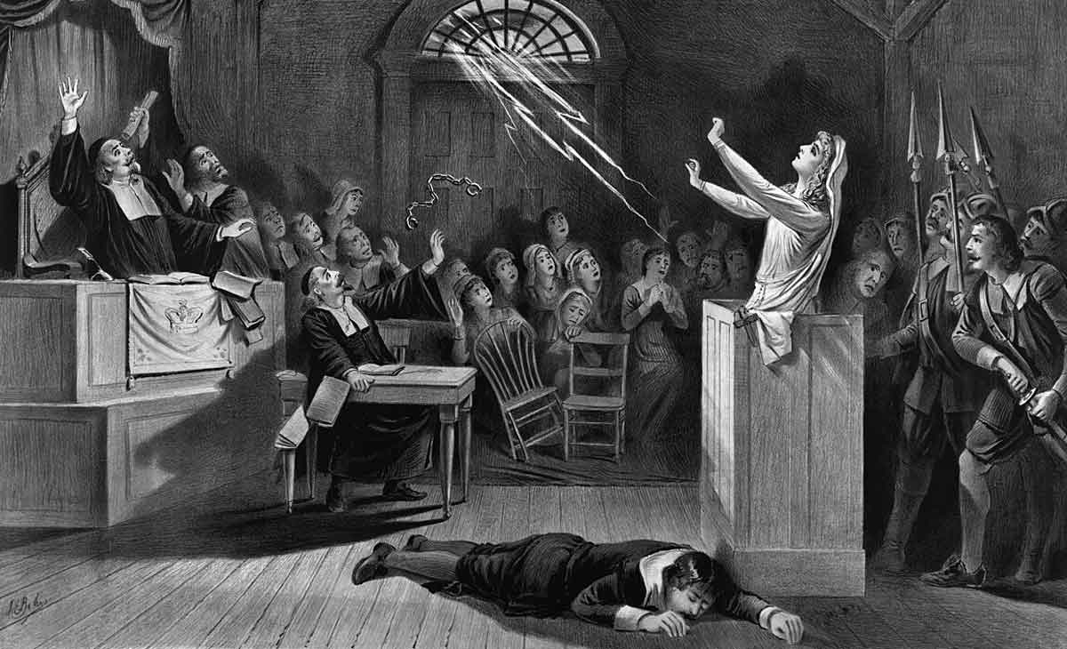 Salem witch trials linograph