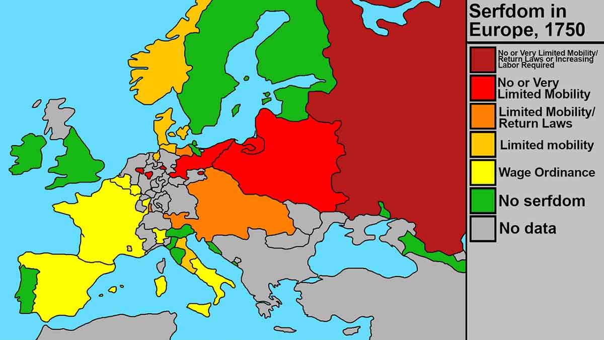 Serfdom in Europe map
