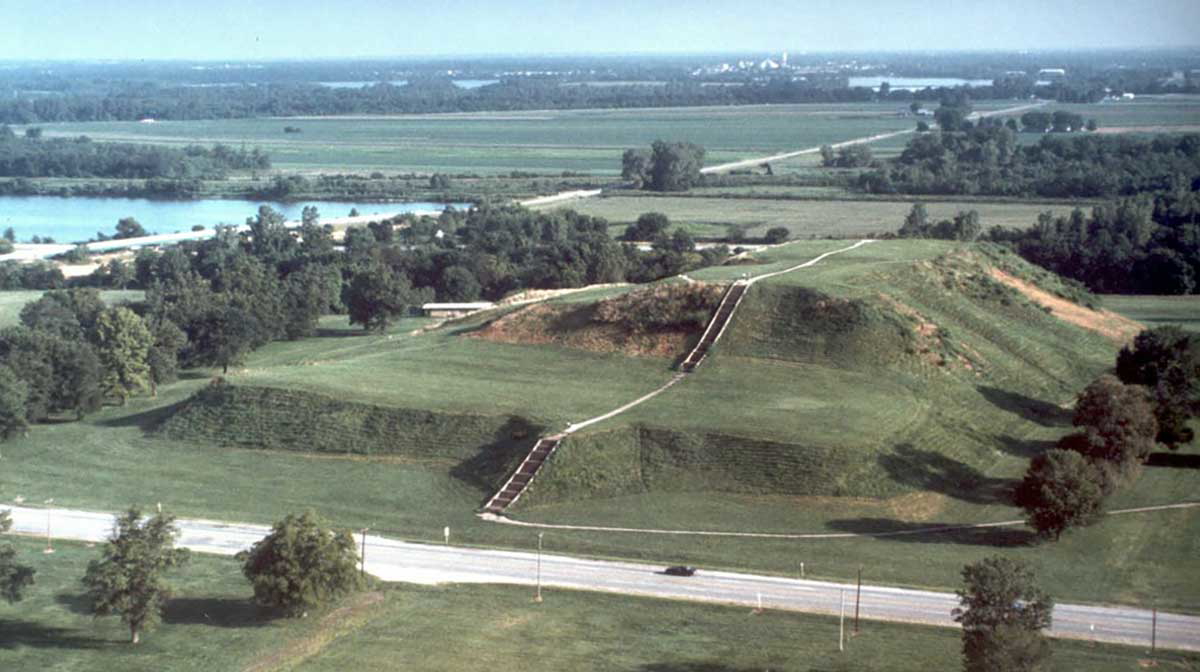aerial view monks mound