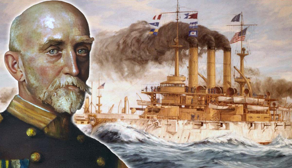 admiral with early battleship