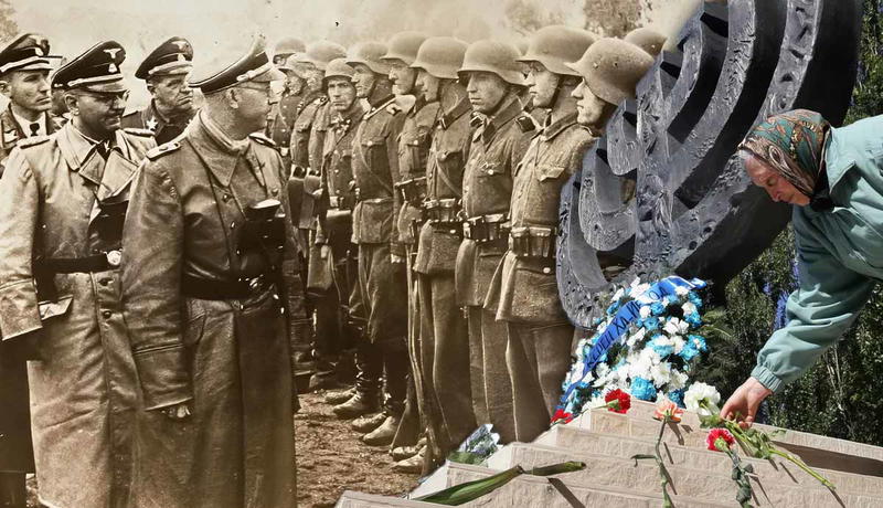 Himmler inspects troops and Babyn Yar memorial