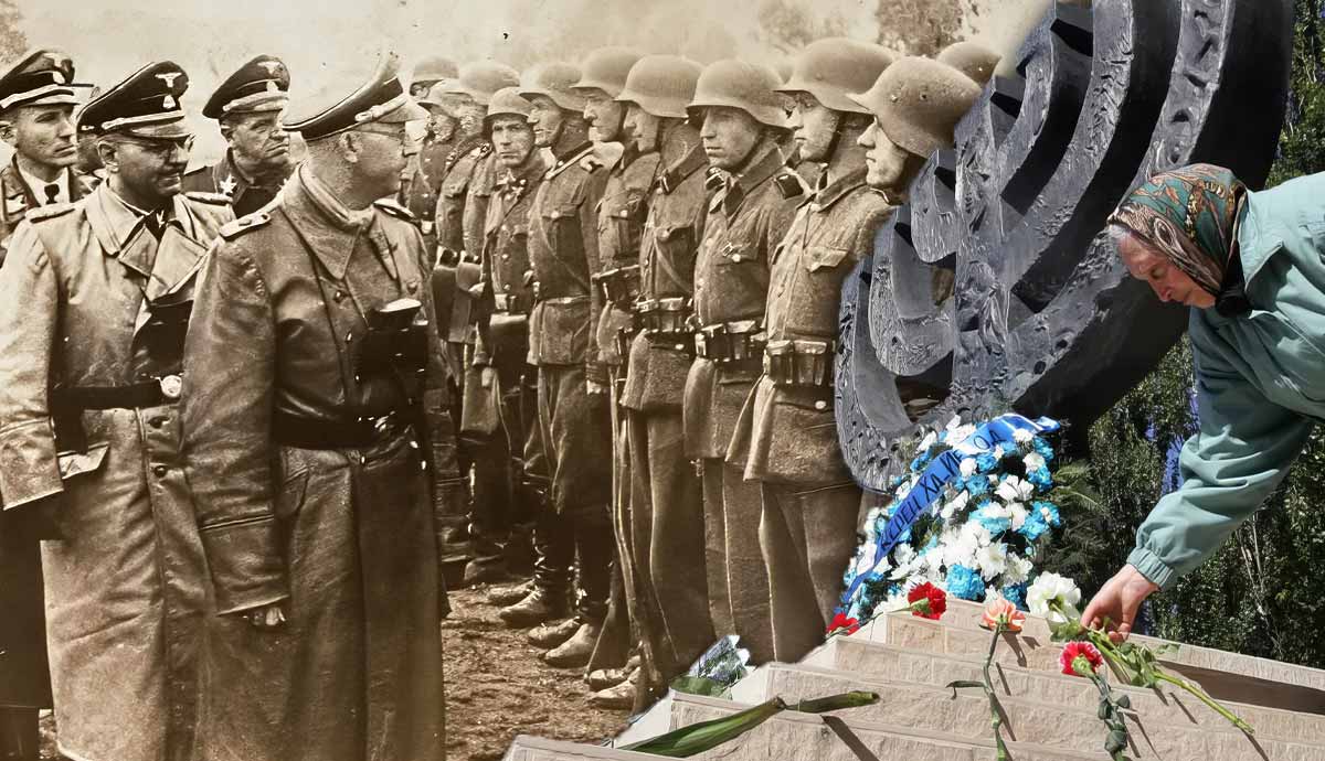 Himmler inspects troops and Babyn Yar memorial