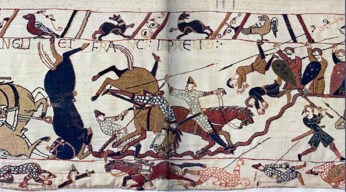 battle hastings horses bayeux tapestry 11th century