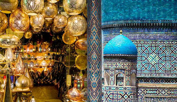 Moroccan lanterns and Islamic tilework