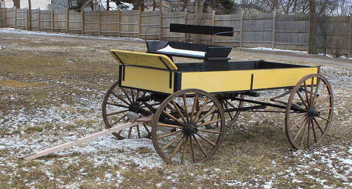 buckboard wagon yellow black