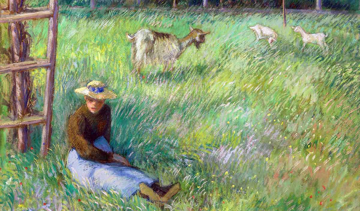 camille pissarro seated woman goat