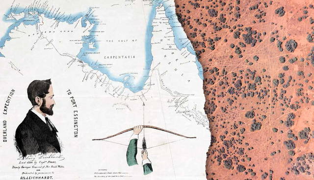 Leichhardt expedition map and Australian desert