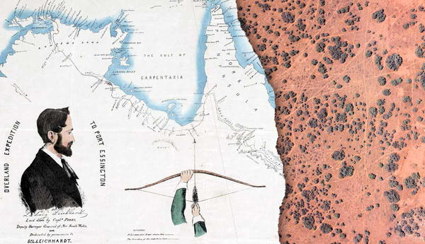 Leichhardt expedition map and Australian desert