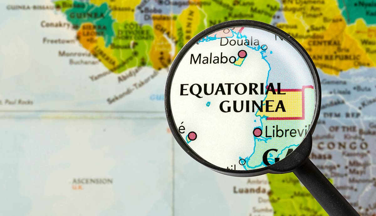 Magnifying glass over Equatorial Guinea map
