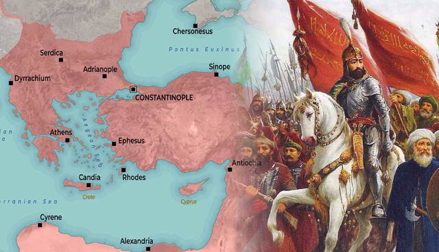 Ottoman expansion map and army illustration