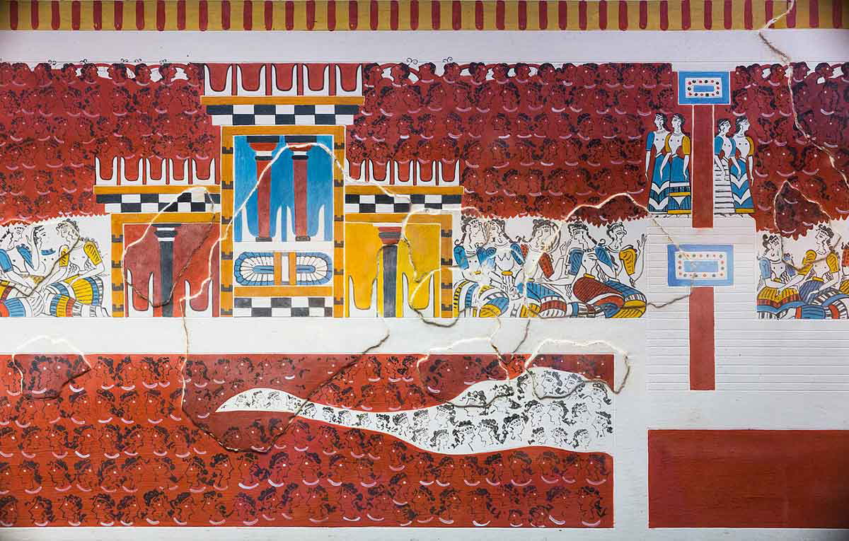 fresco central court knossos minoans wikimedia commons cc by 4