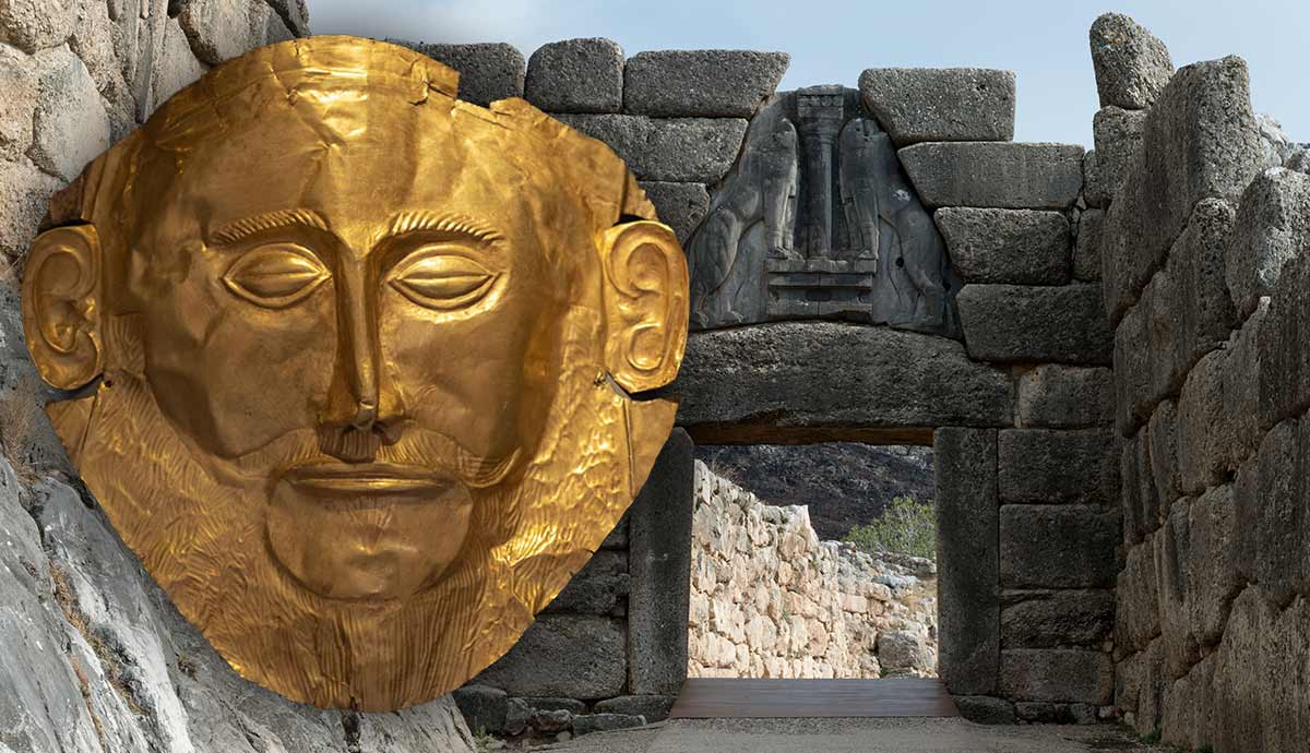 golden Mask at Mycenae gate