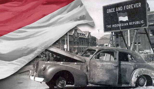 Indonesian independence era street scene