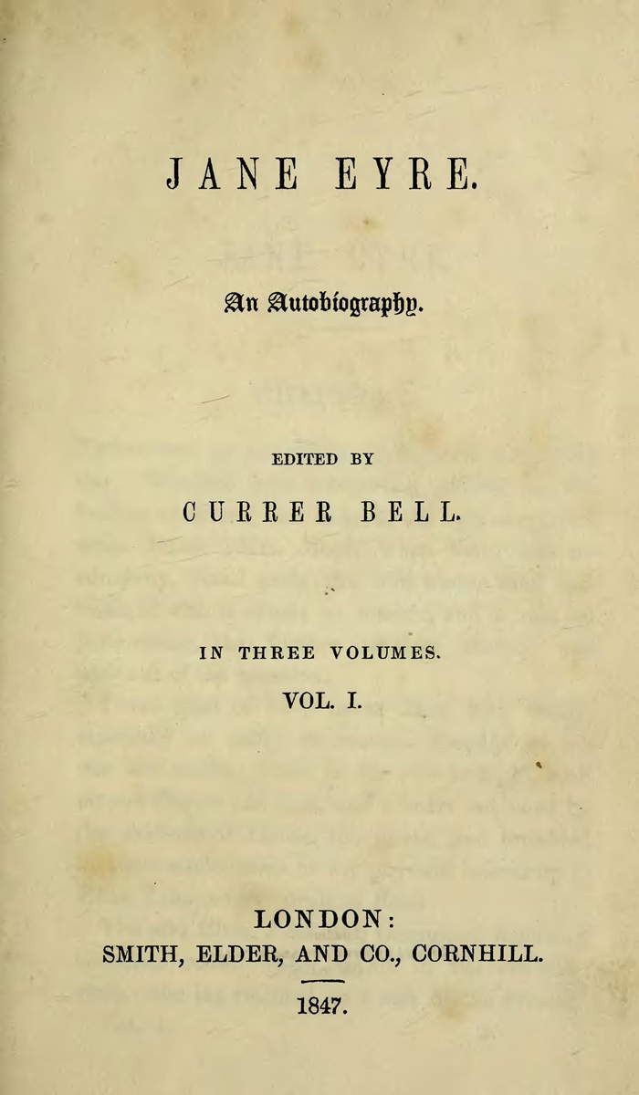 jane eyre title page 1847
