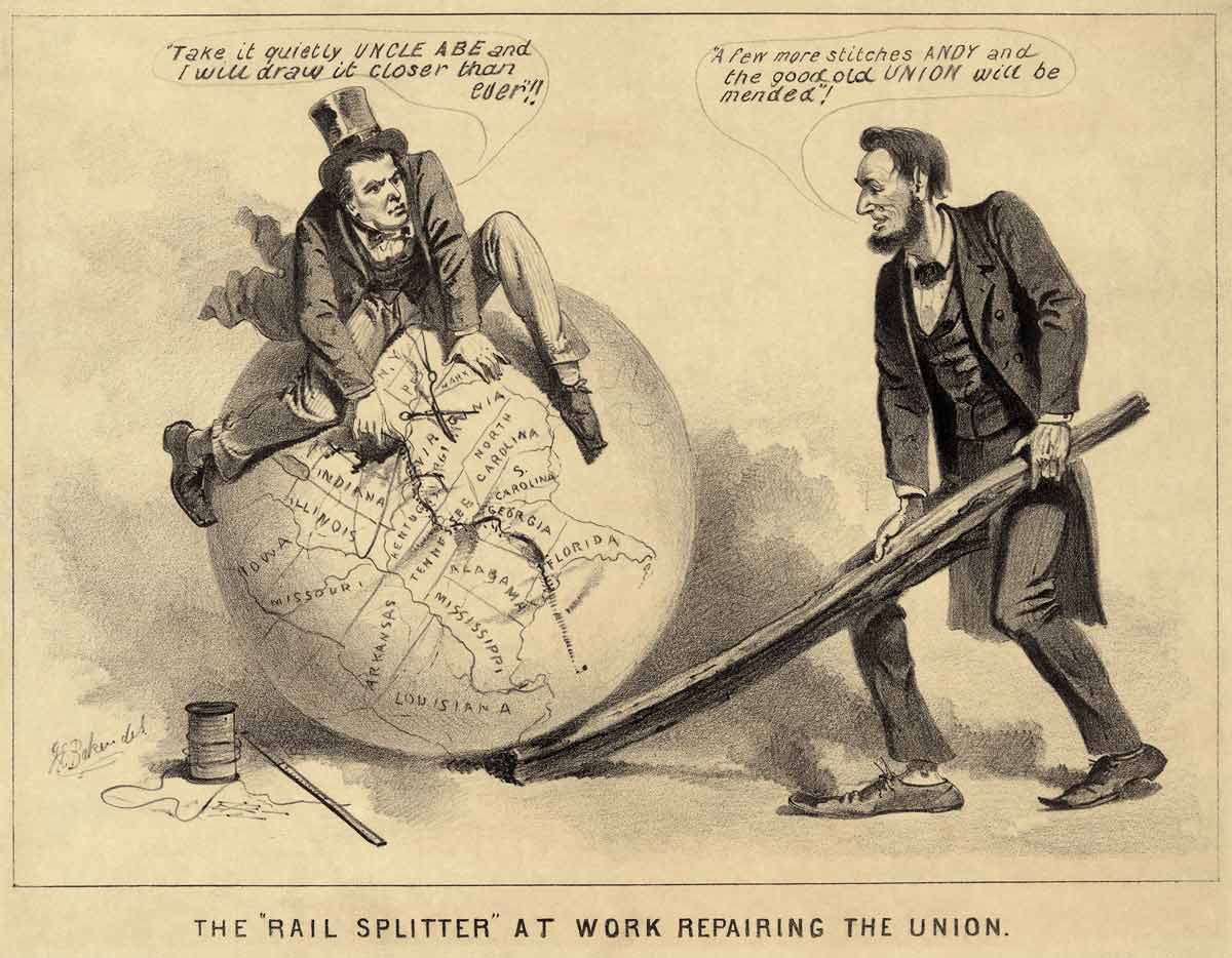 lincoln johnson repairing union cartoon