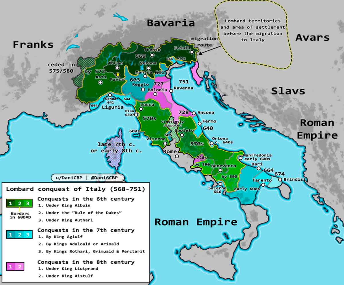 lombard conquest of italy map