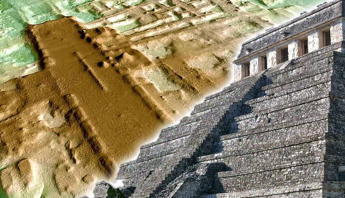 Lidar mapping and Maya pyramid ruins