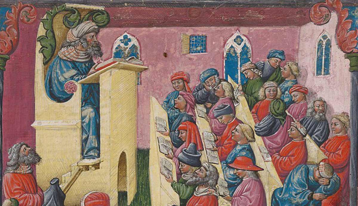 A Bologna University class by Laurentius de Voltolina