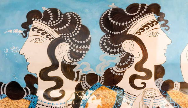 Ancient Greek twin women fresco