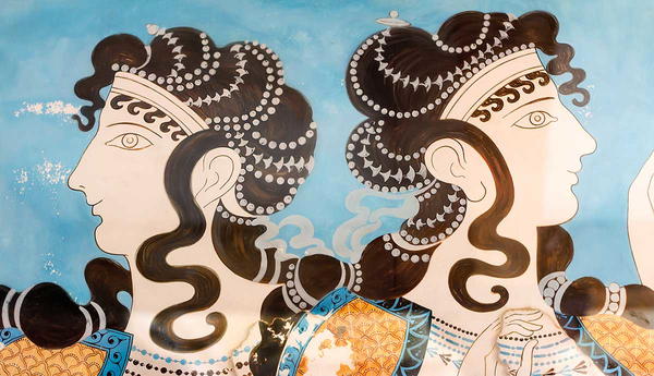 Ancient Greek twin women fresco