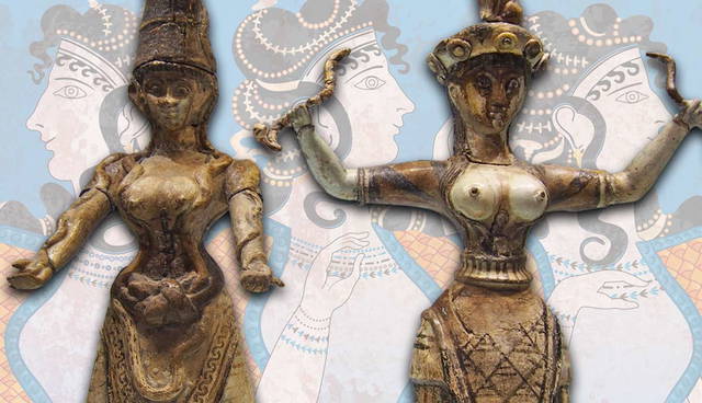 Ancient female figurines side by side