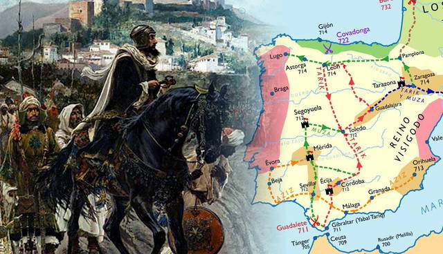 Fall of Granada and Umayyad invasion map