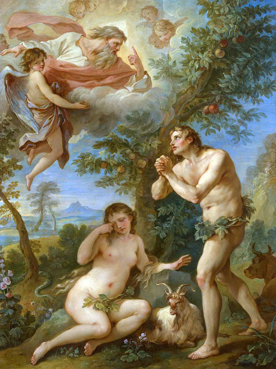 natoire the rebuke of adam and eve painting