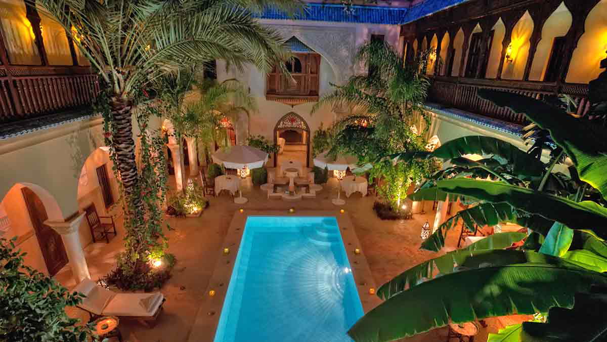 riad courtyard pool marrakech medina