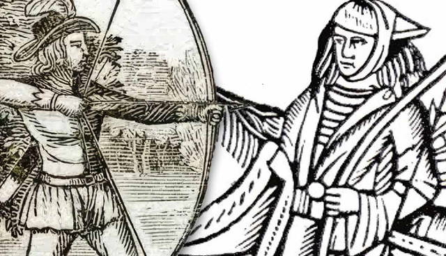 Robin Hood horseback and archery engravings