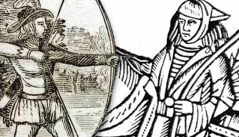 Robin Hood horseback and archery engravings