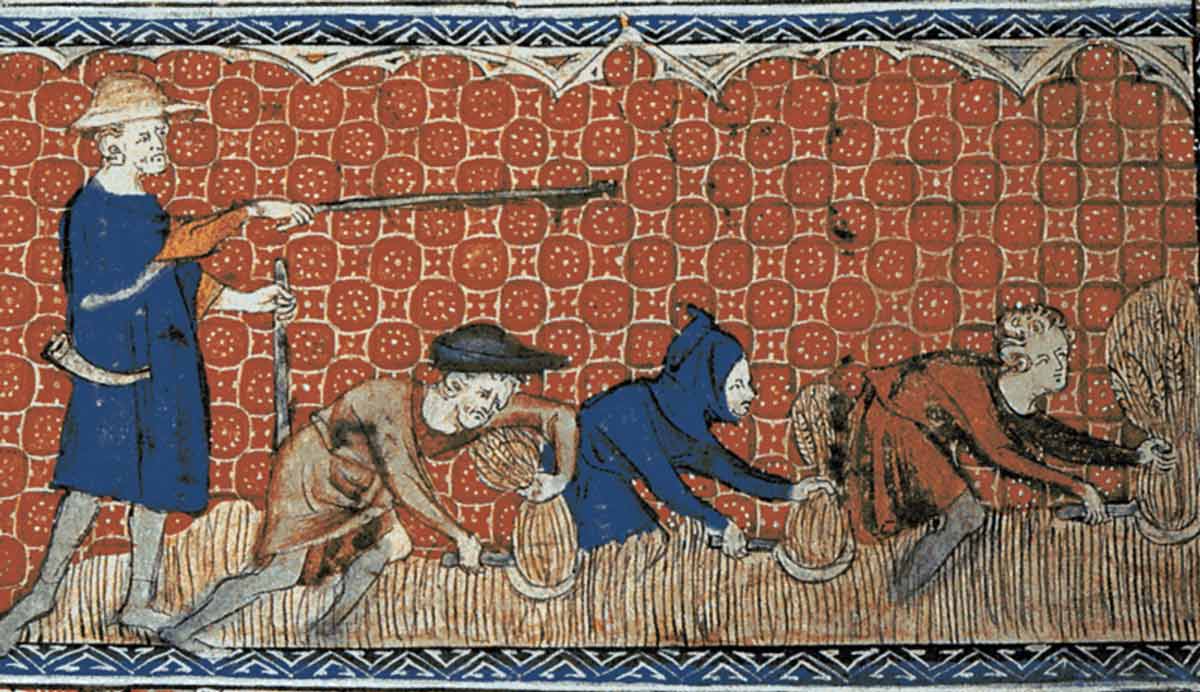 serfs working field harvest queen mary_s psalter 1310