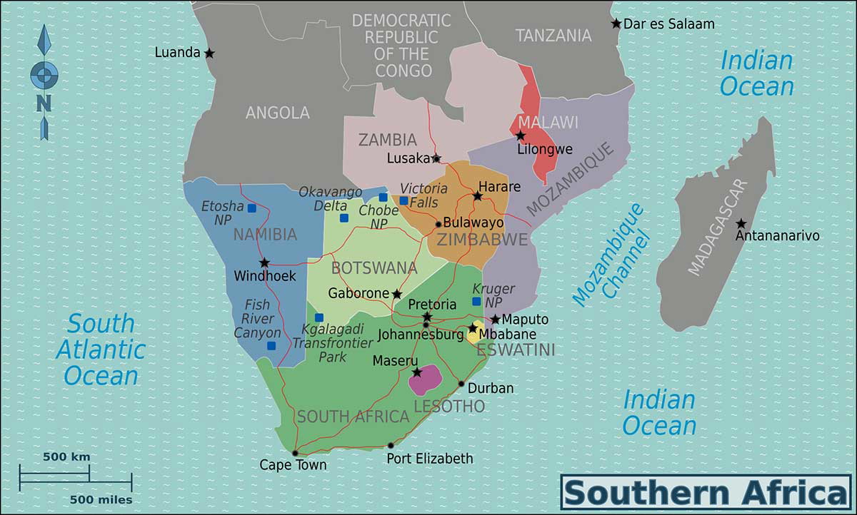 southern africa map