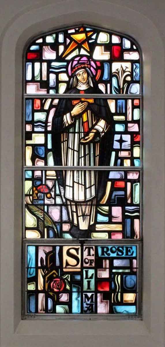 stained glass saint rose