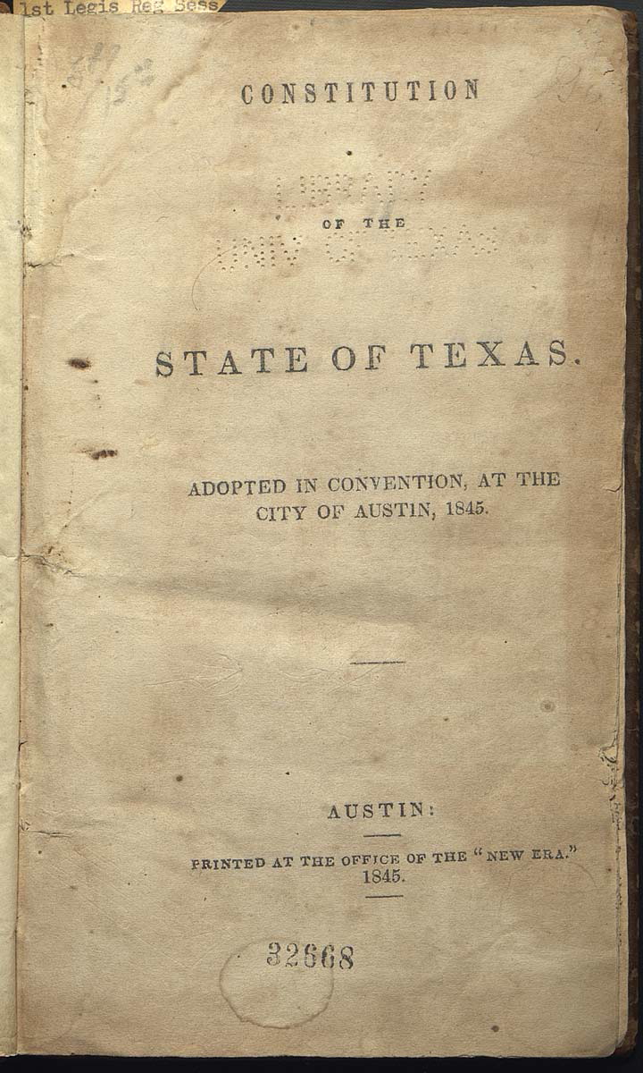 state of texas constitution 1845