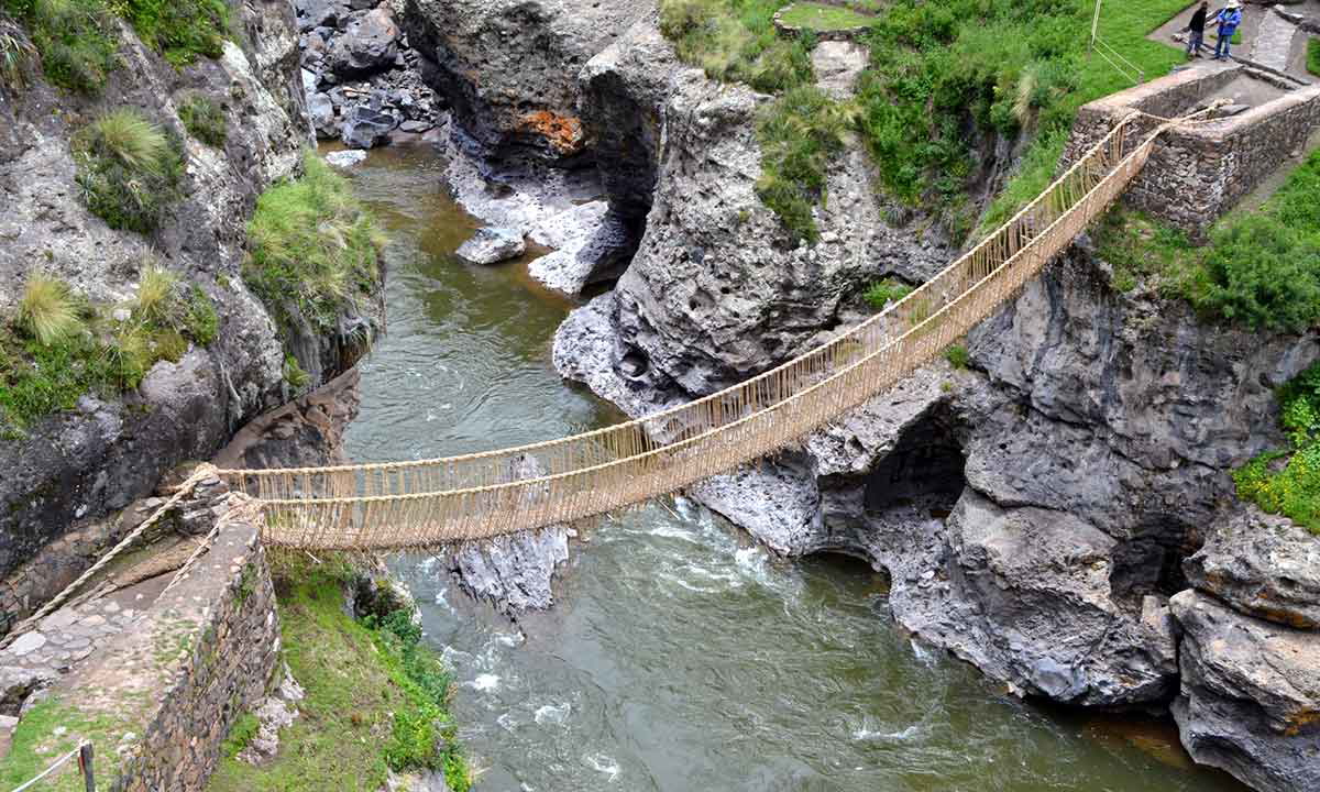 suspension bridge reconstructed inca empire