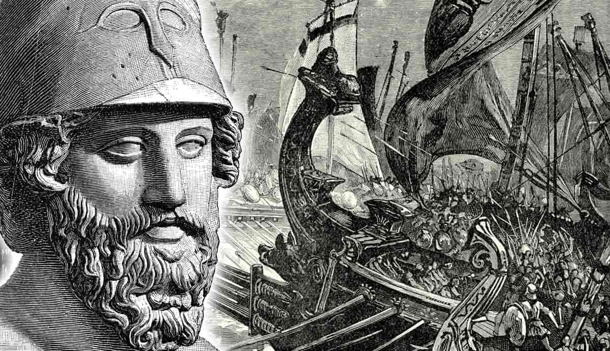 Ancient Greek naval warfare scene